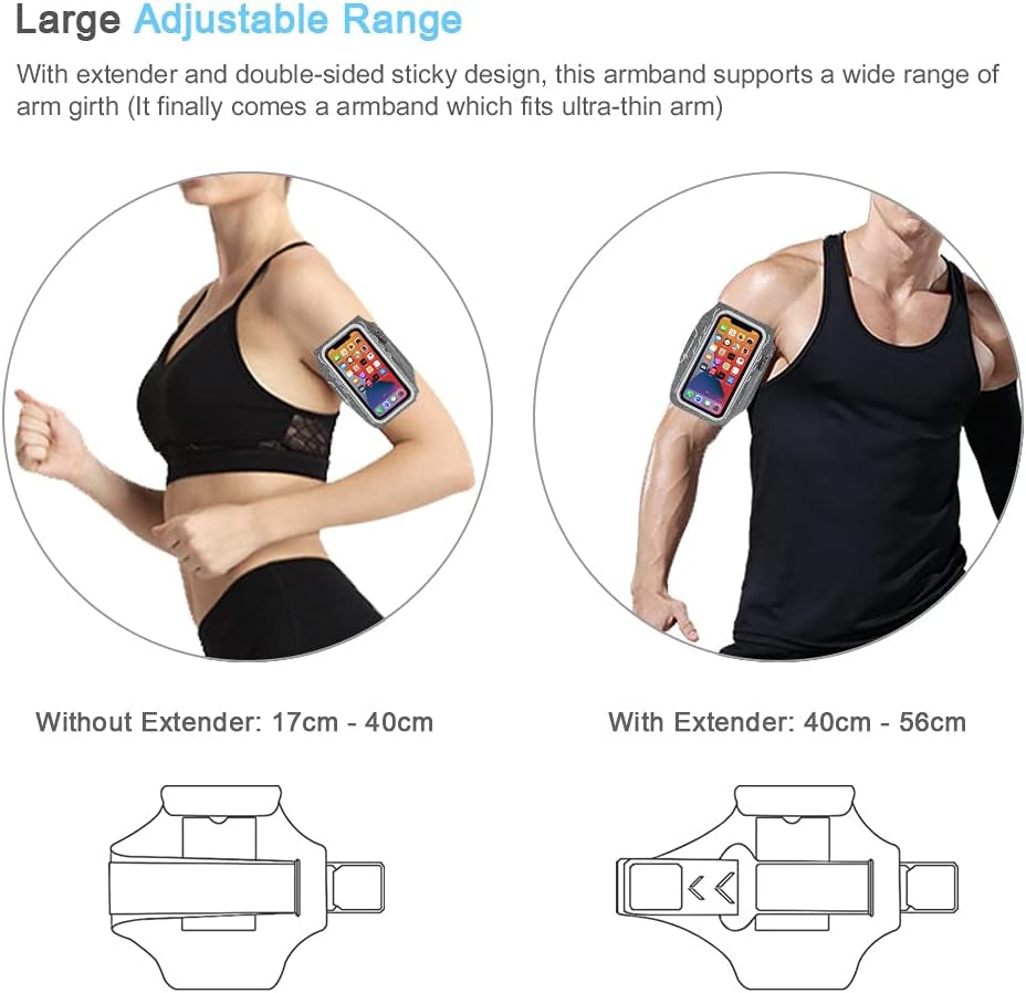 Armband for Iphone 17 16 15 14 13 12 Pro with Airpods Holder, Gym Workouts Running Arm Band (Grey)