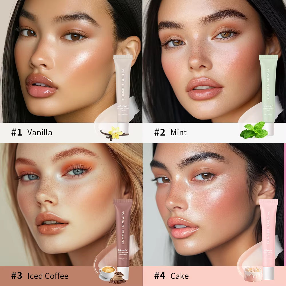 Moisturizing Lip Butter Balm 4 Counts/Set Hydrating Lip Balm Plumping Lip Oil Lip Stick Glossy Lip Glaze Stick Plumping Lip Cosm