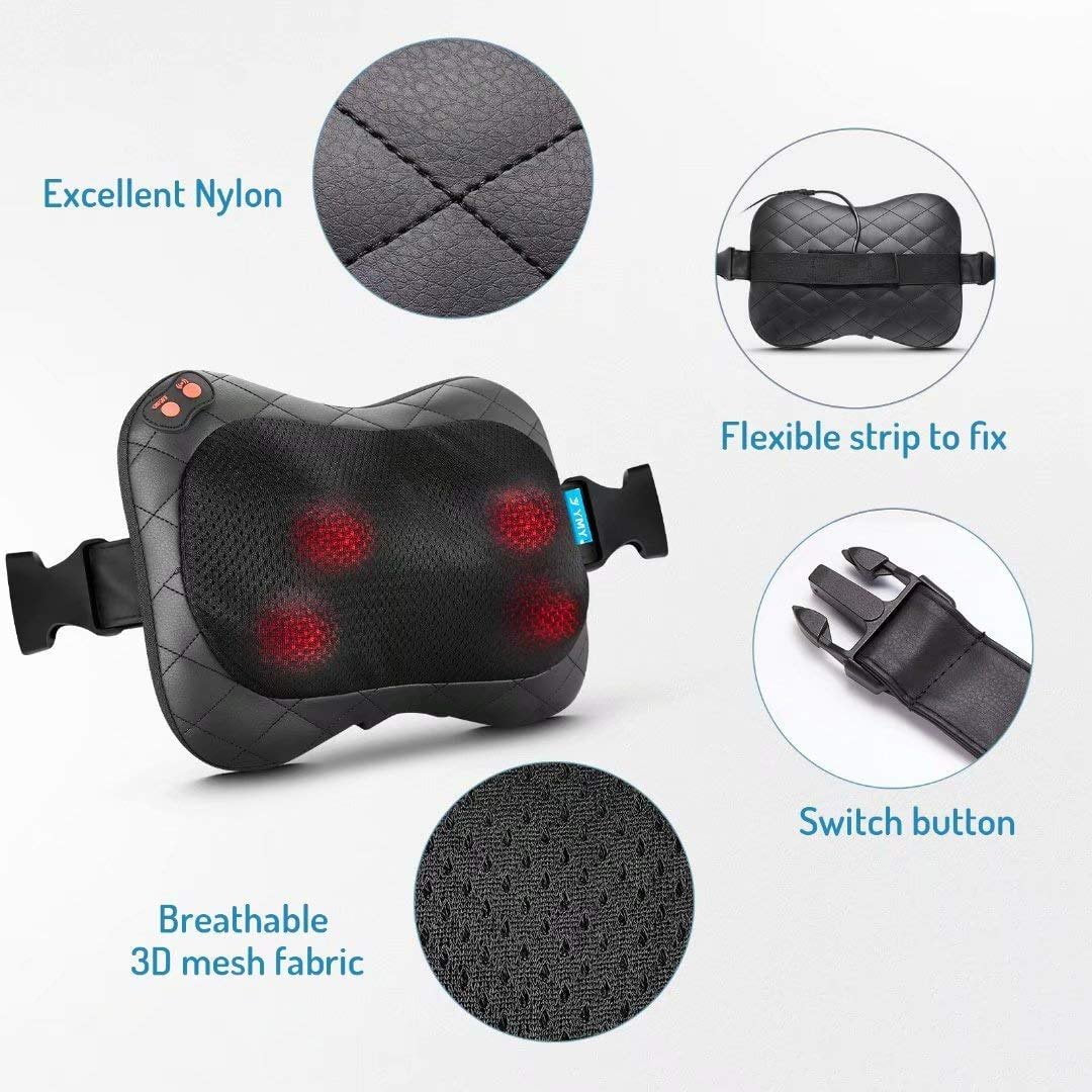 Back Massager, Shiatsu Neck Massager with Heat, Shoulder Foot Massage Pillow with Heat, Deep Tissue Kneading for Waist,Legsgifts for Mothers Day,Christmas Gifts for Women Men