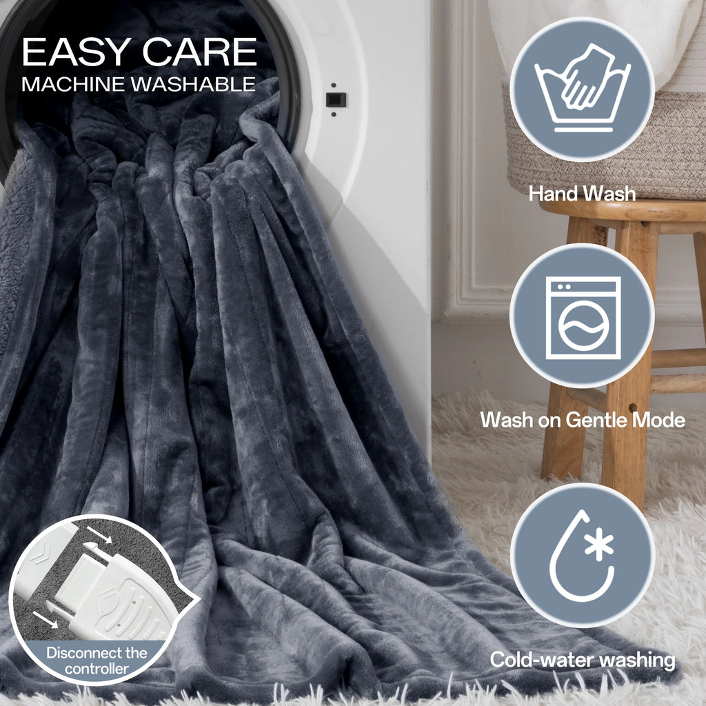 50" X 60" Electric Heated Throw Blanket with 8 Heating Levels & 1- 8H Auto-Off, Gray