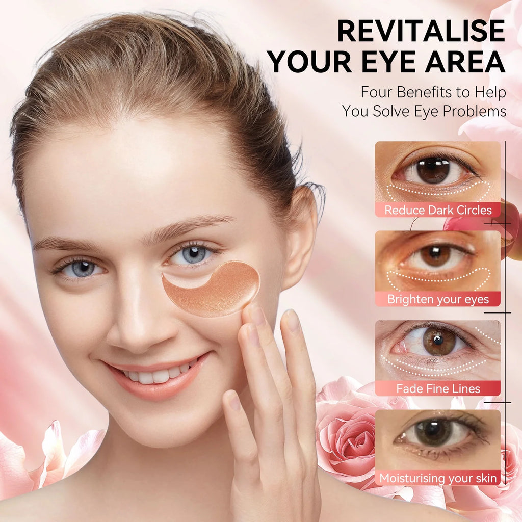 Rose Eye Mask Eye Patches 60 Pcs Puffy Eyes Dark Circles Reduce Wrinkles and Fine Lines Undereye