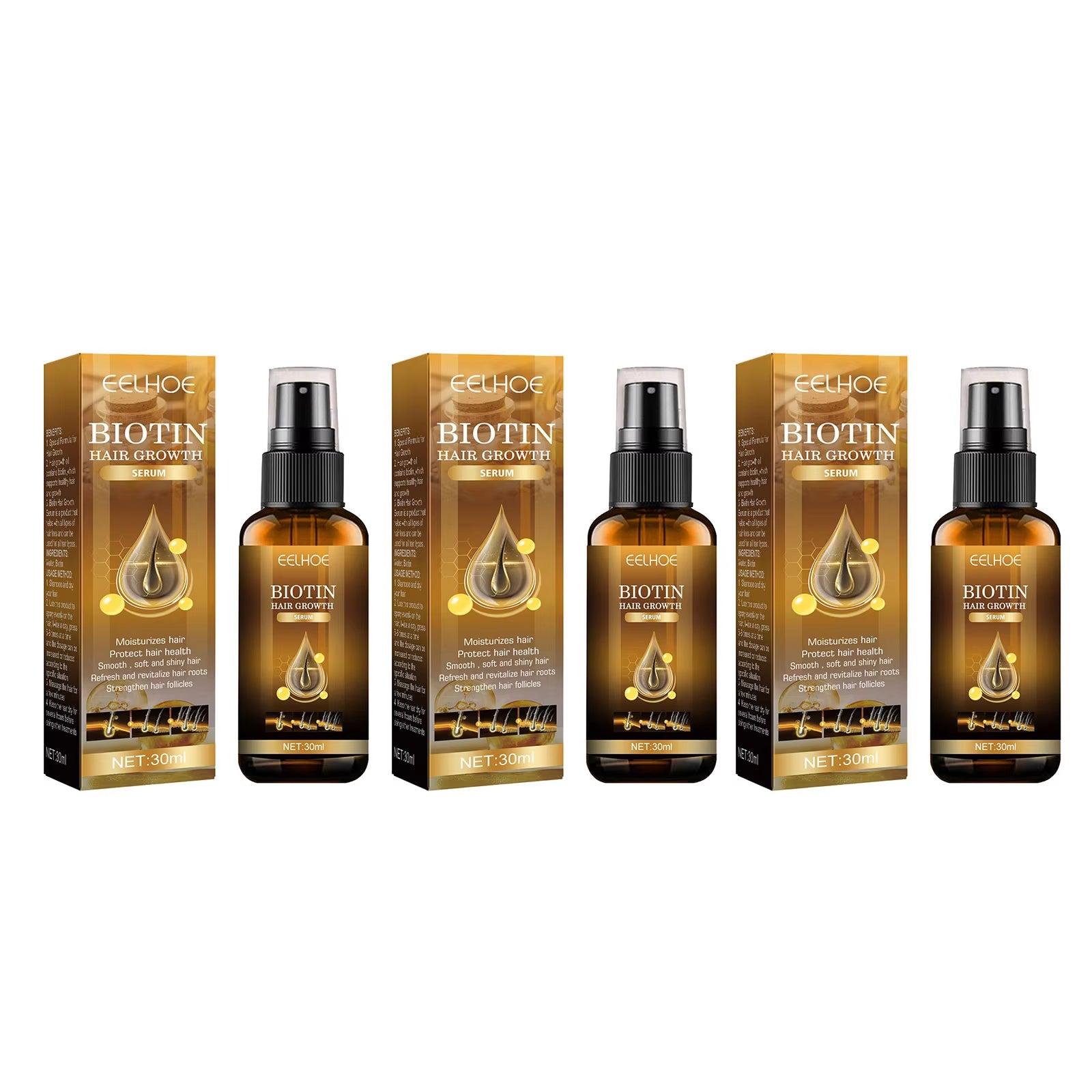 Magic Biotin Hair Serum Strengthen Smoothing Deep Nourishing Frizzy Hair Product Damaged Repair Spray Hair Oil Serum 30Ml