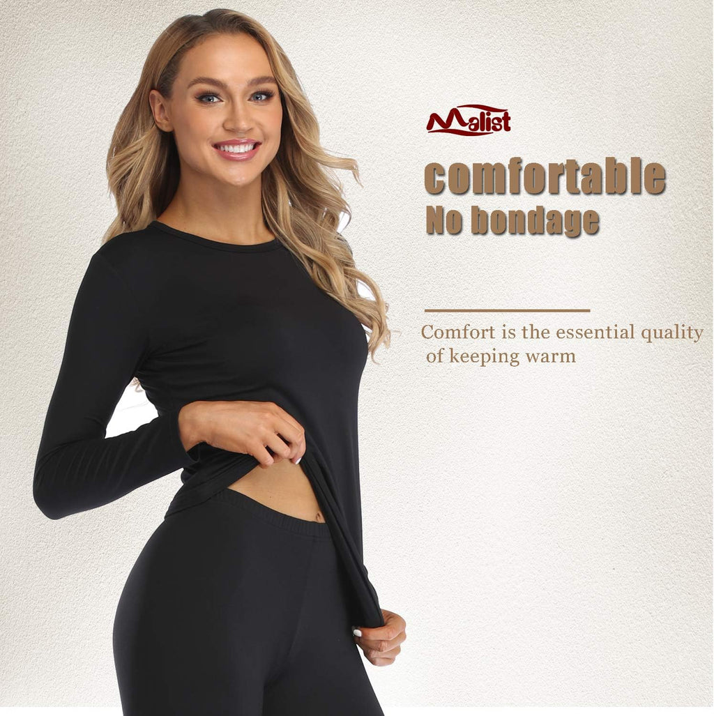 Women'S Thermal Underwear Ultra Soft Long Johns Top with Fleece Lined