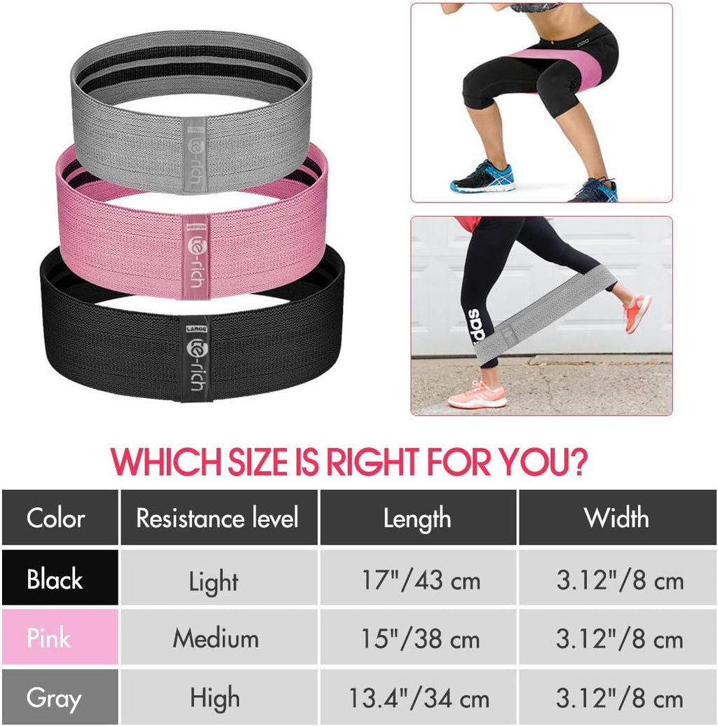 Fabric Resistance Loop Exercise Bands, Cloth Booty Training Bands, Non-Slip/Thick Wide Fitness Elastic Circle Band for Legs and Butt/Squat/Glute/Hip/Thigh, Gym Workout Band for Women/Men