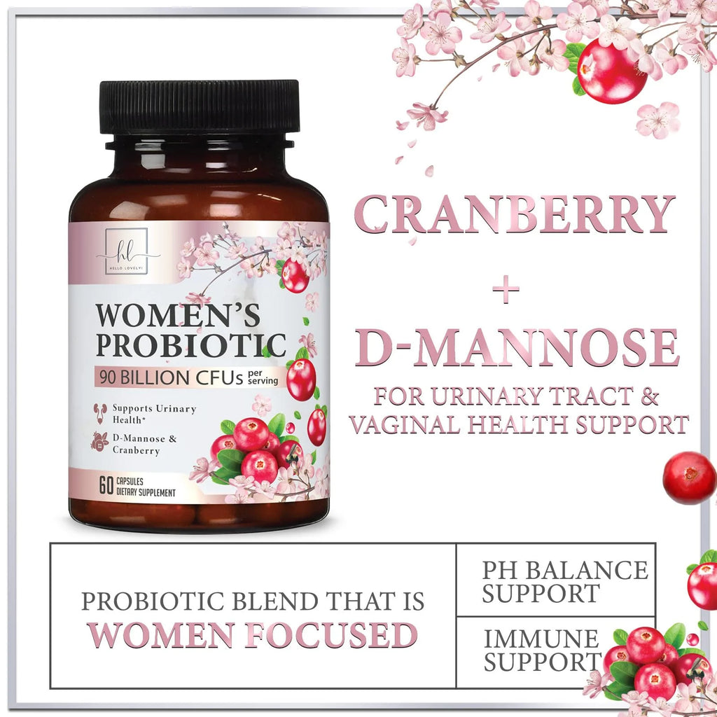 Probiotics for Women Digestive Health Support - 90 Billion CFU Women'S Probiotic, 16 Strains, Cranberry, Vaginal Probiotic with Prebiotics, PH, Immune, Urinary, & Feminine Health Support, 60 Capsules