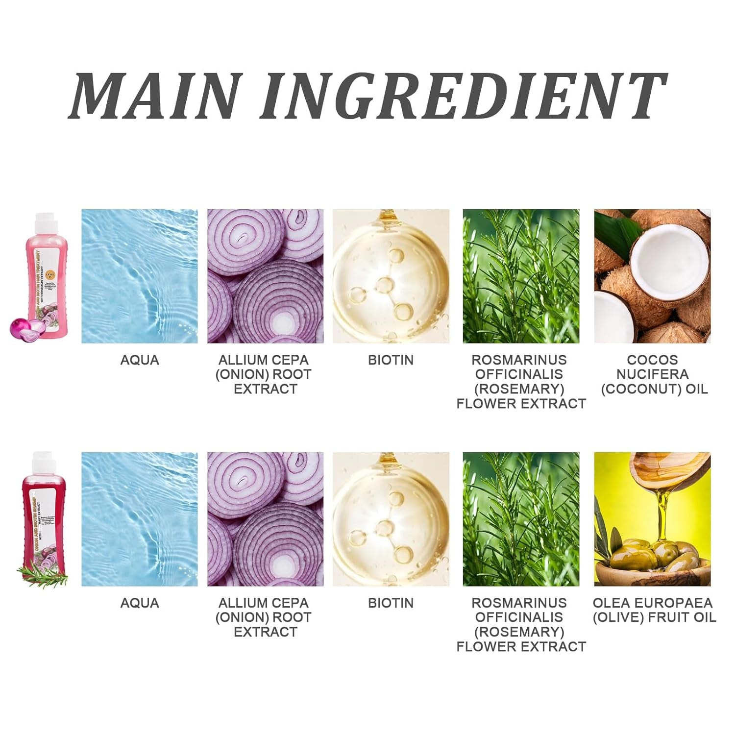 Onion Biotin and Rosemary Shampoo and Treatment Set, Thicker and Longer Hair, for Soft Hair & Shine,Silicone Shampoo and Treatment for All Hair Types Conditioner Hair Care(248Ml *2)