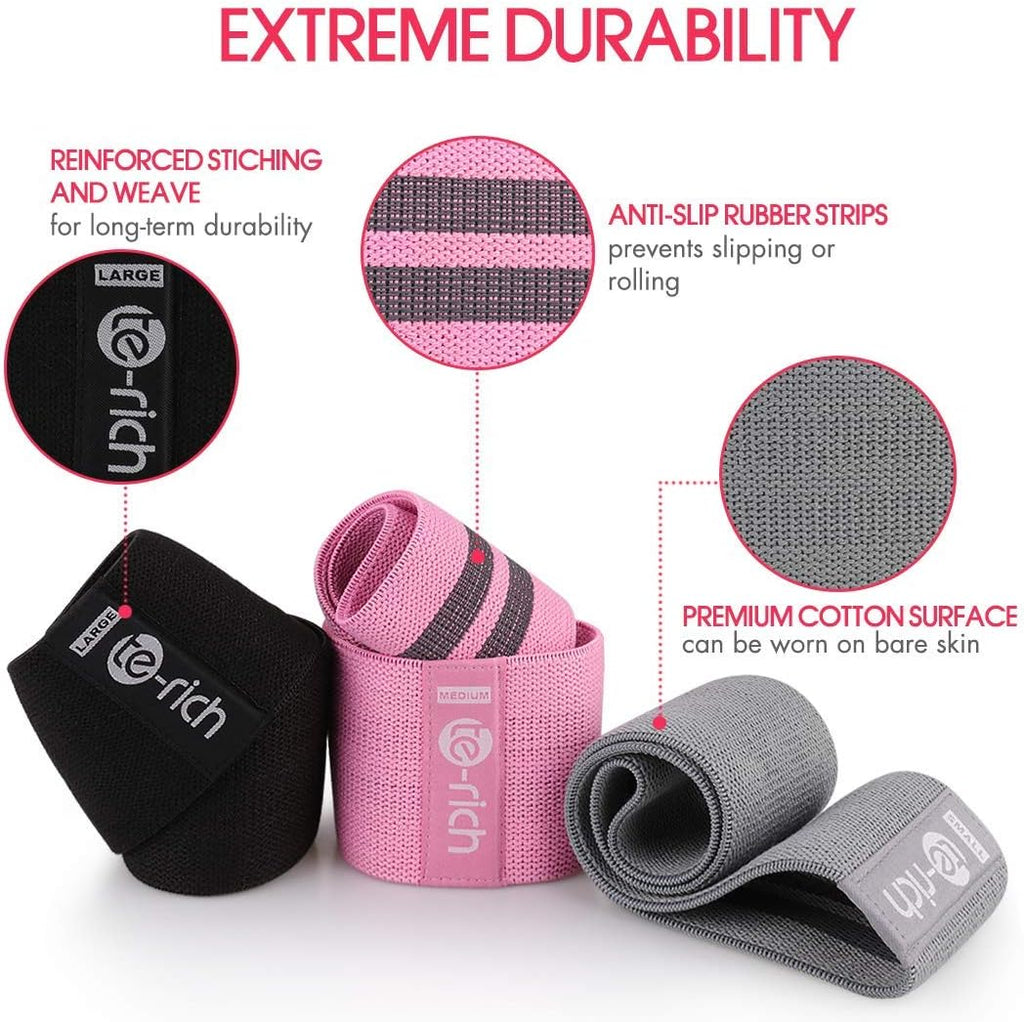 Fabric Resistance Loop Exercise Bands, Cloth Booty Training Bands, Non-Slip/Thick Wide Fitness Elastic Circle Band for Legs and Butt/Squat/Glute/Hip/Thigh, Gym Workout Band for Women/Men